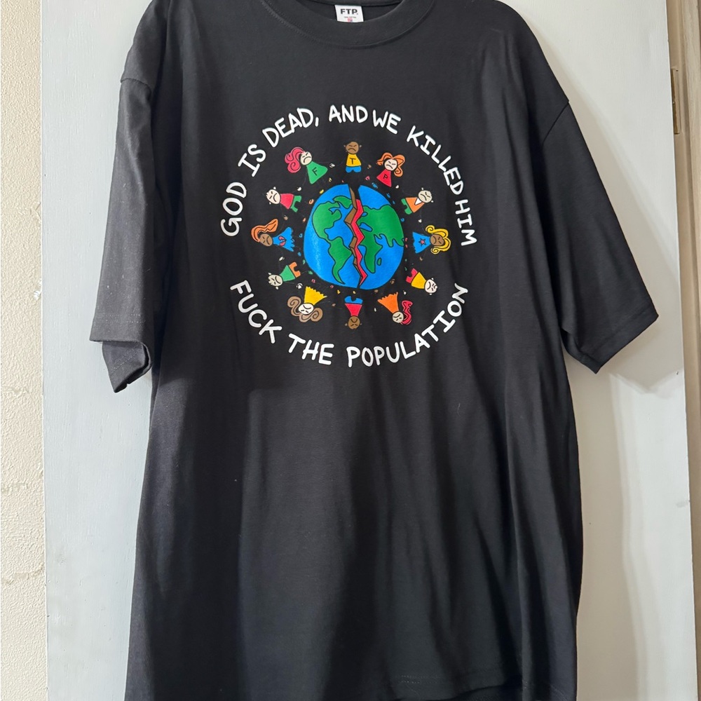 FTP God is Dead Black Kids T-Shirt with Colorful Earth Graphic